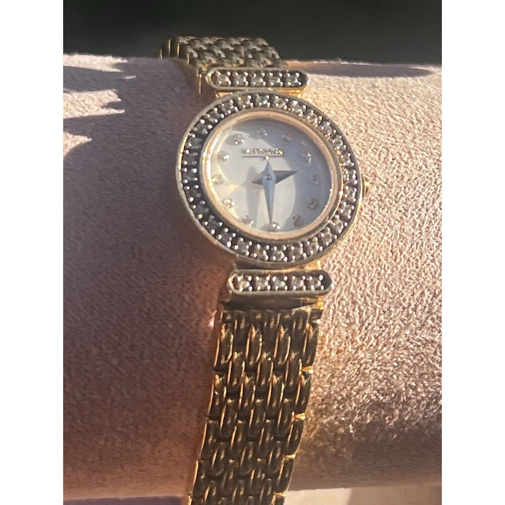 Y2K Wittnauer Women’s Quartz Sapphire Crystal Gold Tone Crystal Bezel Watch